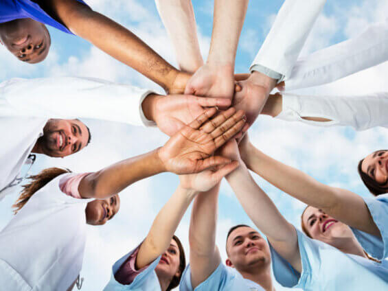All type of healthcare workers working for the same goal